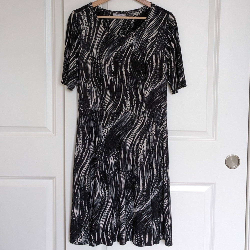 Triste A Line Dress Women 0X Geometric Print Stretch Boho Office Workwear